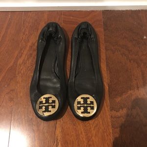 Tory Burch Black Leather Flats Sz 9.5